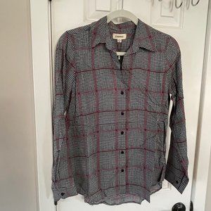 New L'Agence Nina Long Sleeved Blouse Autumn Pfeiffer Plaid Size XS